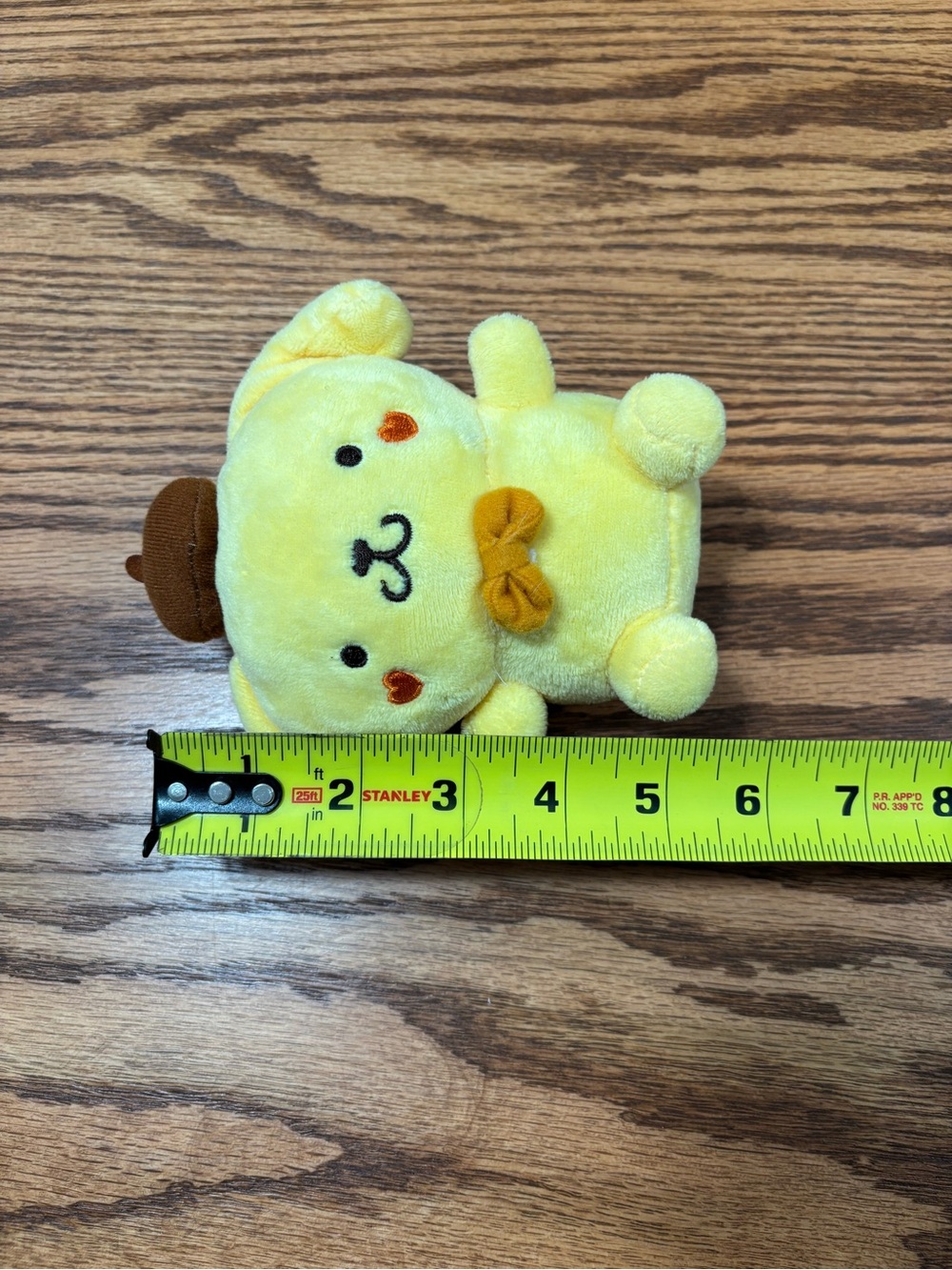 Sanrio Pompompurin Yellow Plush Beret Bow Tie Small Toy Clip On Keychain Bags - Picture 7 of 7